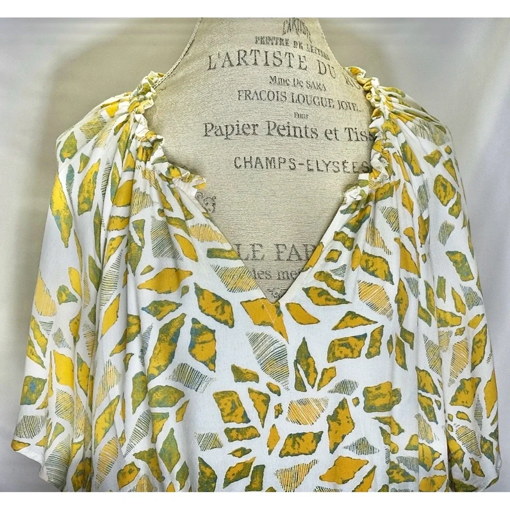 Anthropologie Robin Tiered Mini Dress In Yellow Bohemian Flowy Boho - Picture 6 of 10